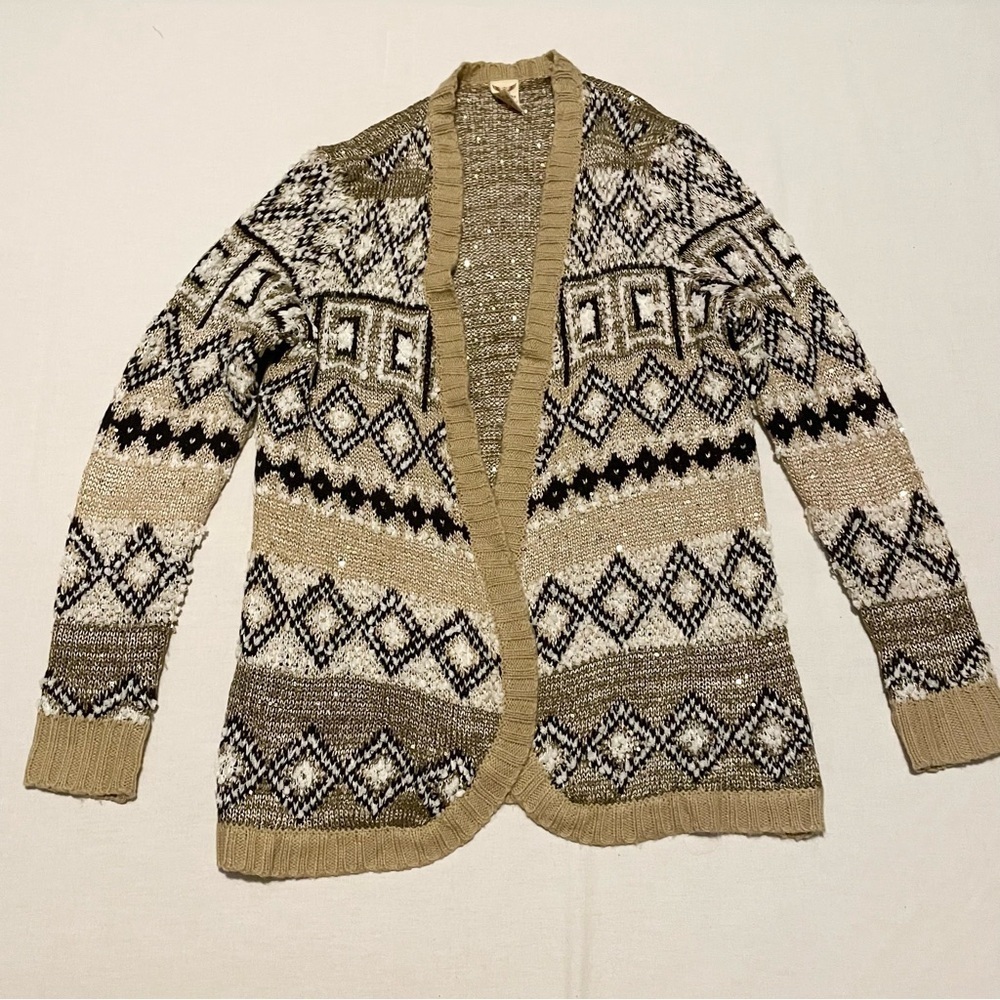 Faded Glory Sequin Knit Sweater Cardigan Girls Size Medium (8-10)